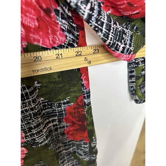 Anthropologie Fig & Flower Tunic Women's Sz 2XL Red \ Green Floral 3/4 Sleeve - Picture 3 of 6